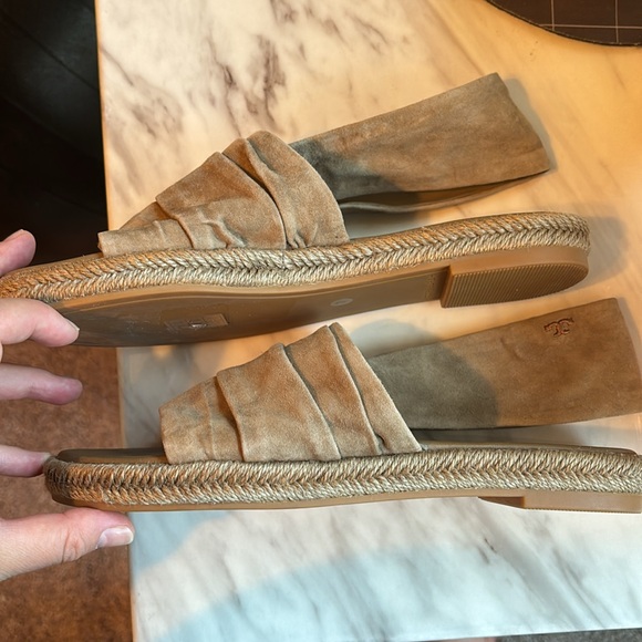 EUC TORY BURCH Gathered Slingback ESPADRILLE Thong SANDAL NEUTRAL SUEDE US 7 - Picture 3 of 5